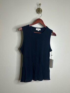 NWT Nation LA 100% Organic Cotton Knit Ribbed Tank Top Ribbed In Night Sky